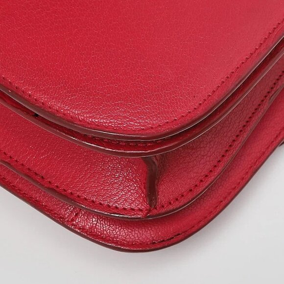 Celine Red Pebbled Calfskin Leather Medium Classic Box Flap Bag - Picture 4 of 10